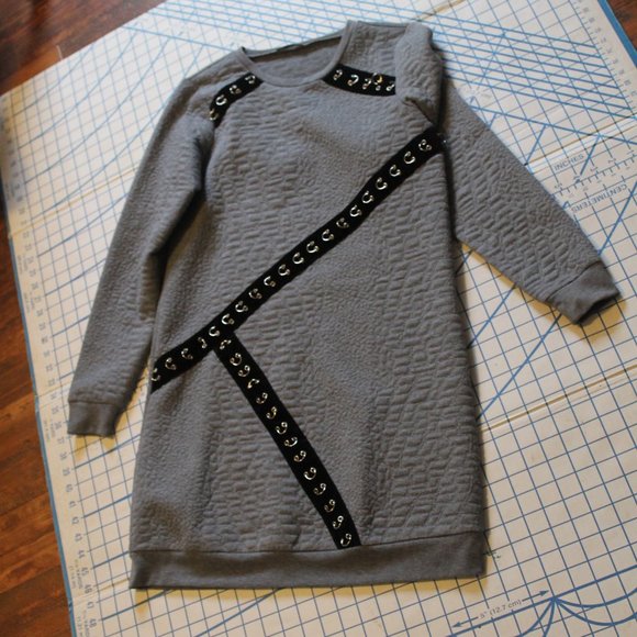 Mark by Avon Sweatshirt-Inspired Mini Dress with Hardware, Small - Picture 6 of 10